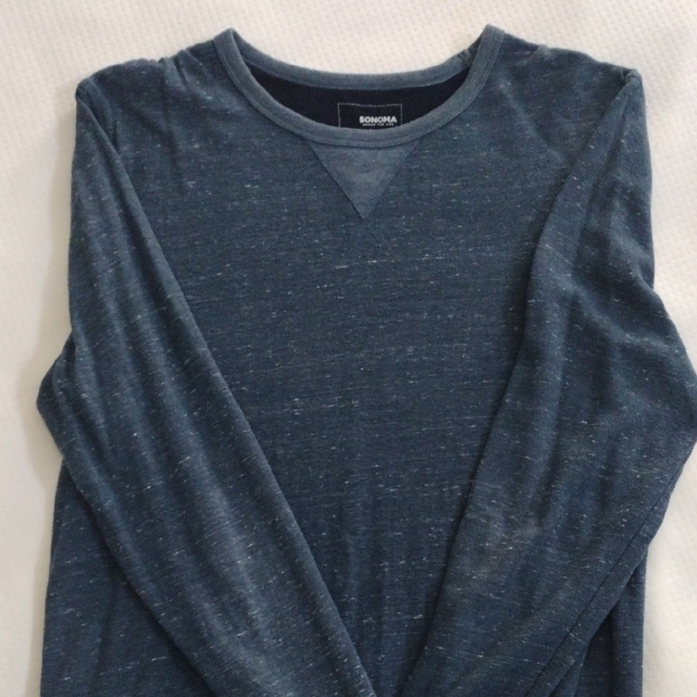 Sonoma Heathered Navy Long Sleeve Tee